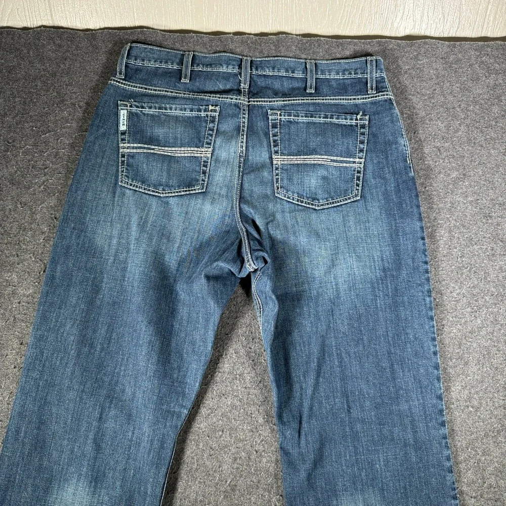 Cinch Mens Blue Medium Wash Straight Leg Denim Western Jeans 36x37